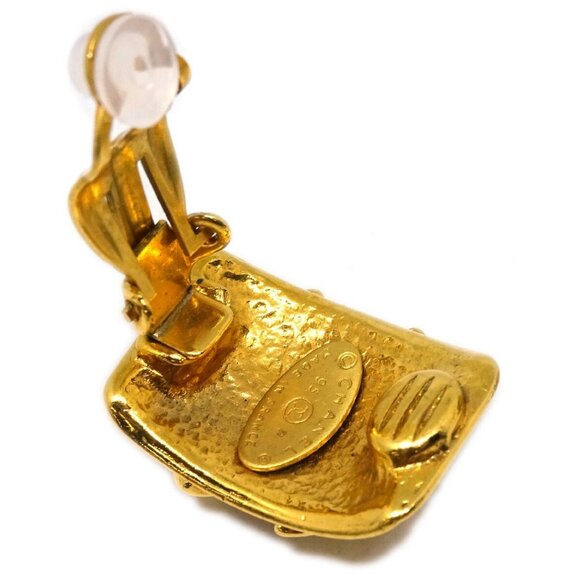 Chanel CC Square Earrings Clip-On Gold 95P - Picture 4 of 4